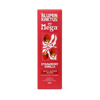 Strawberry Vanilla Juicy Bloom Gloss limited-edition pink carton by Blumin’Kaktus x Mega, front view