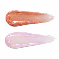 Sheer shimmer swatches for Strawberry Vanilla and Mango Vanilla Juicy Bloom Gloss